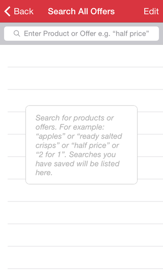 The Daily Offers Search All Offers screen blank state