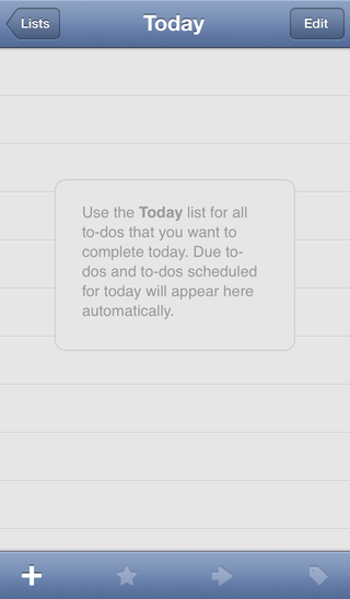 The Things app Today screen blank state