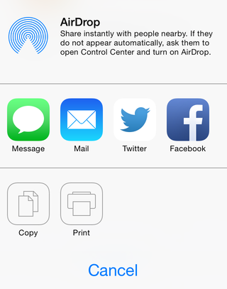 The Daily Offers share action sheet
