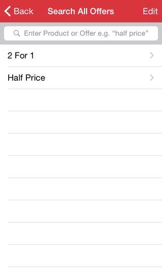 The Daily Offers search all offers screen