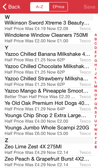 The Daily Offers search results screen